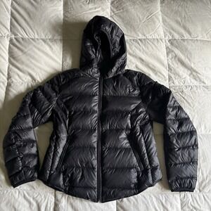 Miss Sixty Ultra Lightweight Packable Down Puffer Jacket Women L Black Hooded
